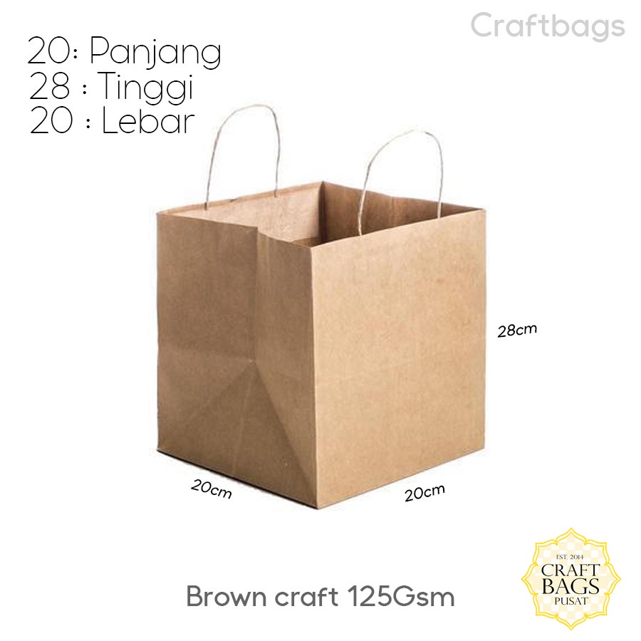 

Paper bag coklat BOX Nasi 28x20x20 CM / Paper bag kado souvenir wedding packing olshop / Papper bag kertas warna coklat tali kertas murah / Paperbag nasi box