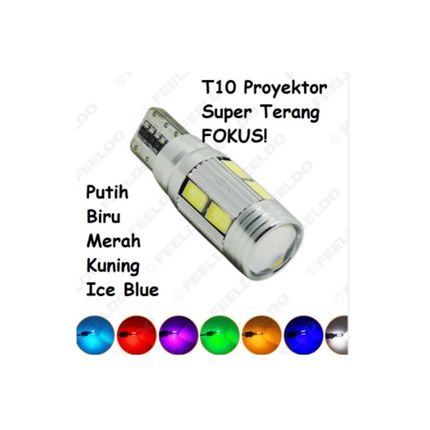 Lampu LED Mobil Motor Senja T10 CANBUS 10 Mata SMD PROYEKTOR