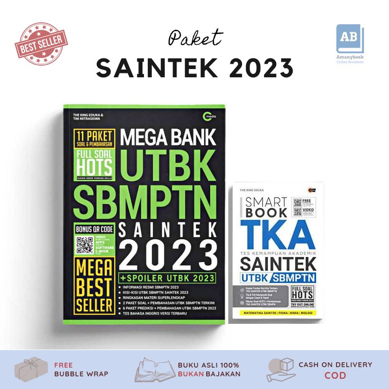 [Paket Hemat] Buku Mega Bank UTBK SBMPTN Saintek 2023 & Smart Book TKA Saintek - The King Eduka