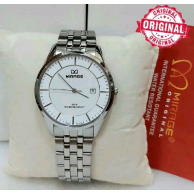 jam tangan pria;MIRAGE M8544BRP-Lsilver tipis~ORIGINAL WATER RESISTANT~TGL~STAINLESS