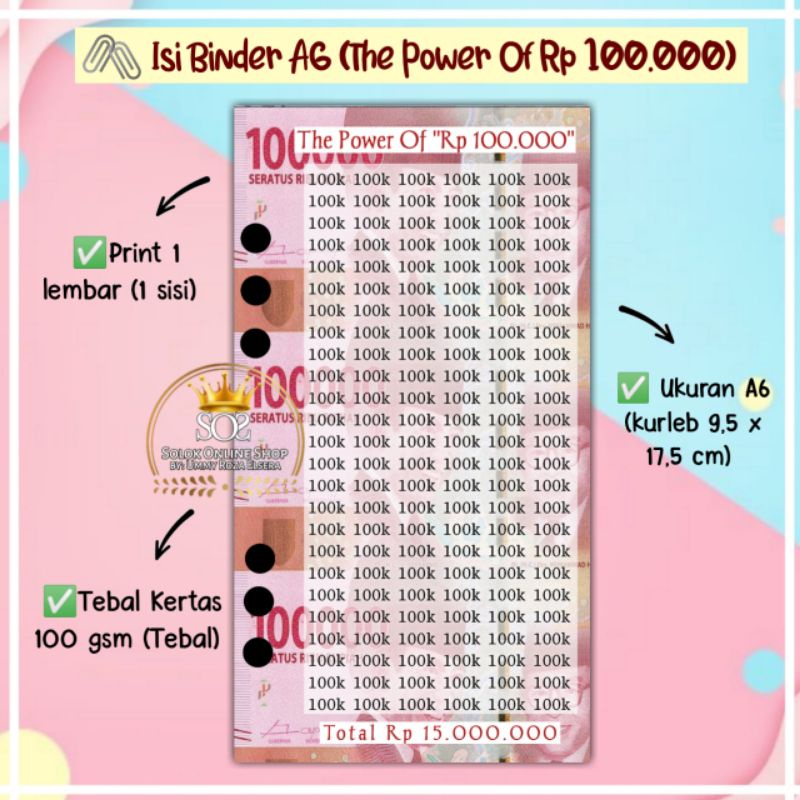 

The Power Of 100 ribu | Kertas Binder A6