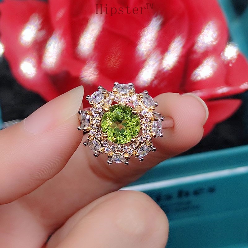 Set of 2 Karat Natural Olivine Open Ring Necklace Pendant