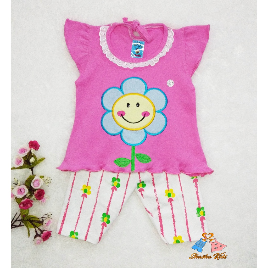 [ A 014] Baju Bayi Perempuan/ Setelan bayi Perempuan bahan kaos SNI  untuk usia 3-6 bln