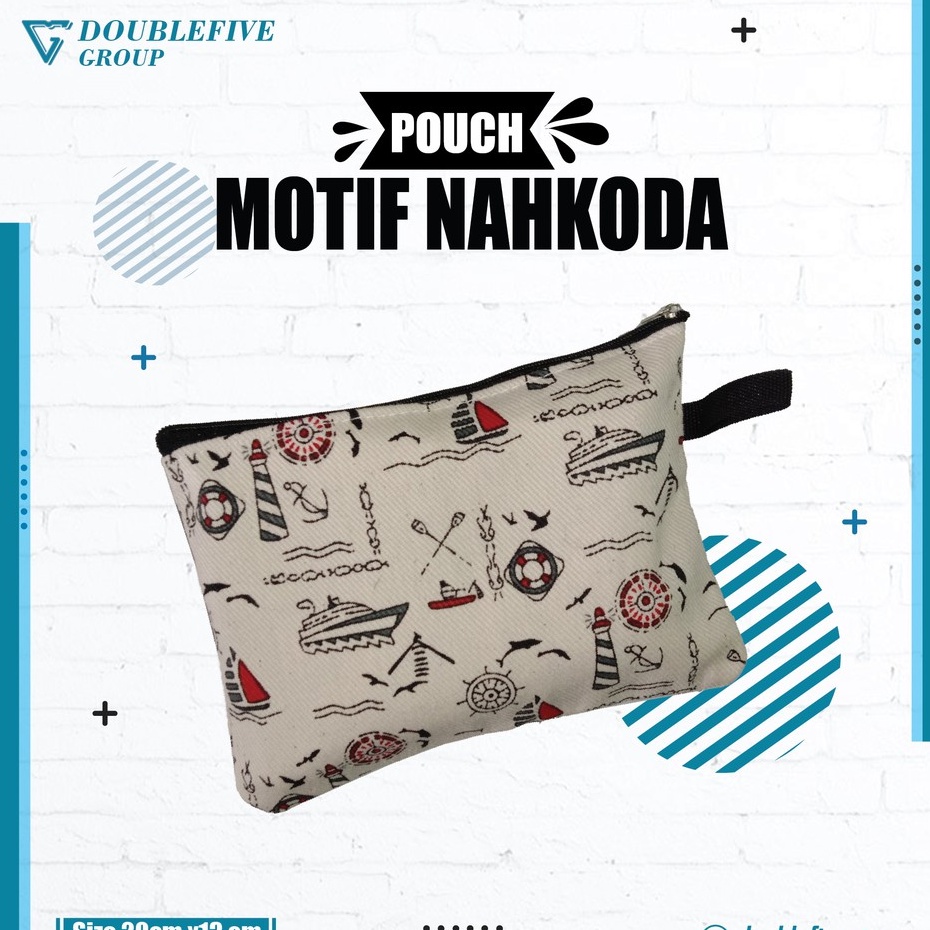 Pouch Kosmetik Souvenir Dompet kanvas Murah uk 20 x 13 Kanvas Motif Nahkoda