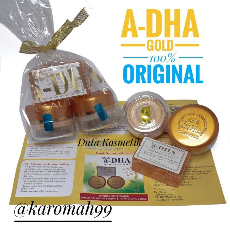 CREAM ADHA GOLD MDS ORIGINAL 3IN1 / PAKET DHA PEMUTIH WAJAH