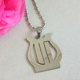 Kalung Kecapi Daud Monel Anti Karat Aksesoris Fashion Wanita Profetik Bahtera Mahanaim