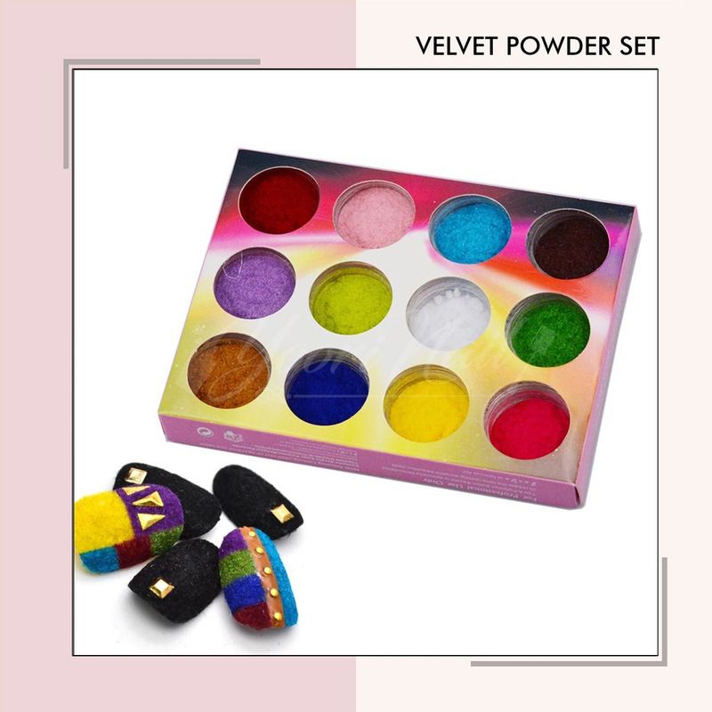 Bludru powder set bubuk velvet bludru nail art isi 12pcs