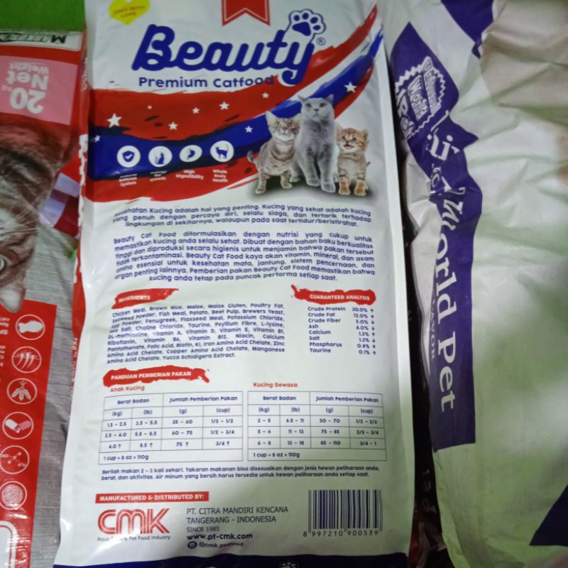 Makanan kering kucing BEAUTY 20kg gojek/grab