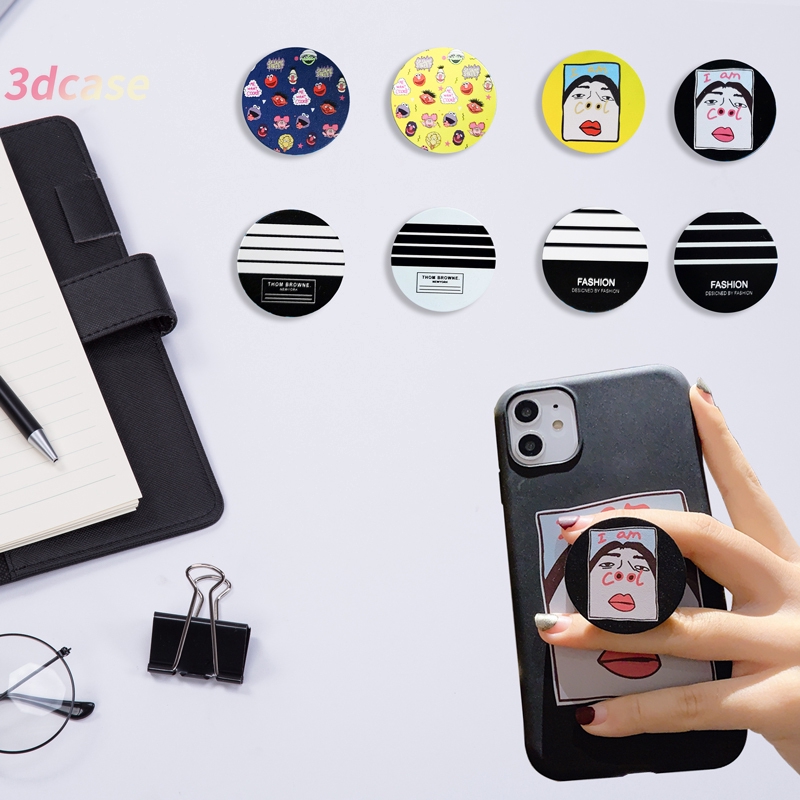 Stand Popsocket Motif  Garis  Simple Warna Hitam Putih dan 