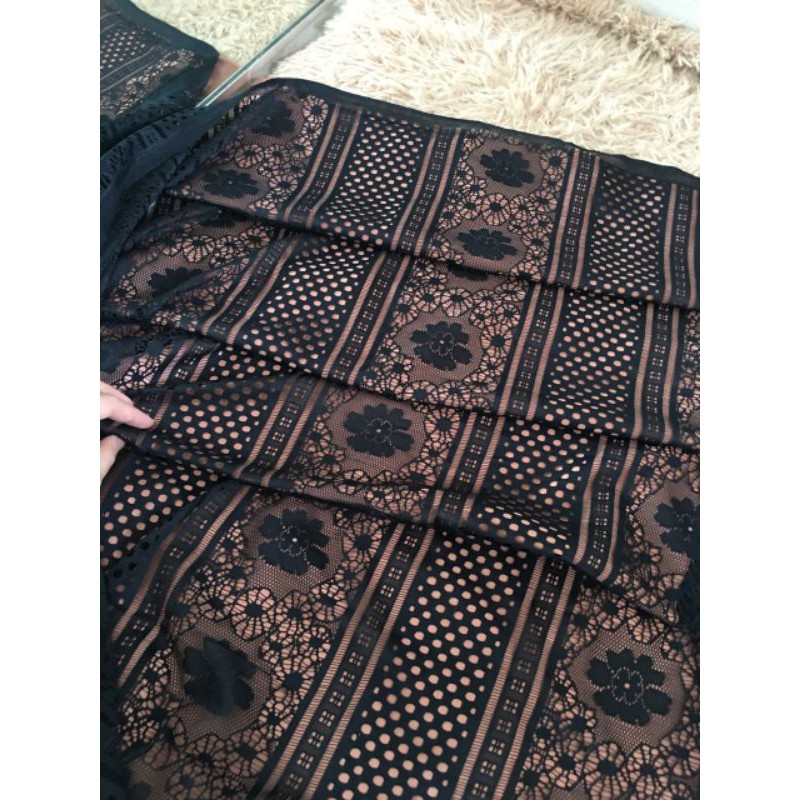 Kain Brokat Lace Royal Vintage Warna Hitam