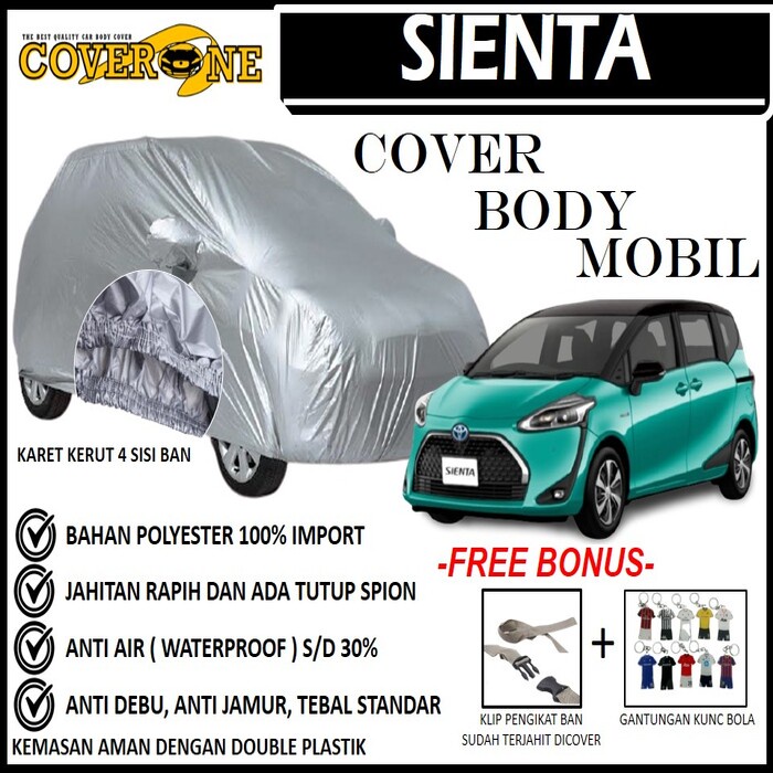 Selimut Sarung Body Cover Sienta / Mantel Penutup Mobil Sienta / Cover Mobil Outdoor Indoor / Selimut Mobil / Sarung Mobil / Cover Mobil Waterproof Anti Air Free Pengikat Ban