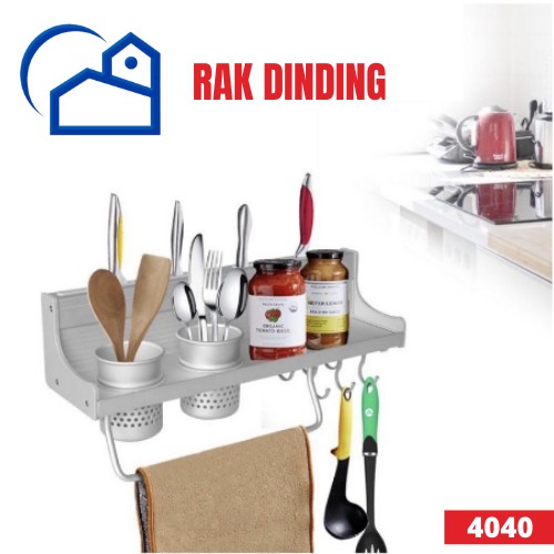 Rak dinding Dapur aluminium anti karat / rak bumbu Dapur gantung 4040