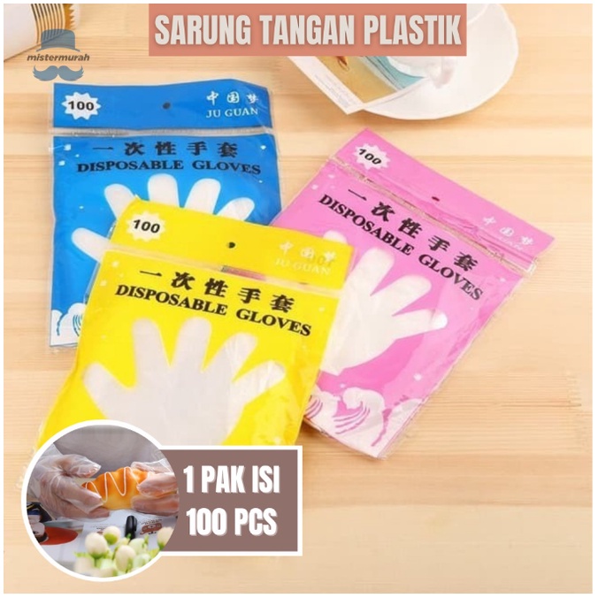 Sarung Tangan Plastik Gloves Isi 100 Pcs Sekali Pakai Disposable Glove