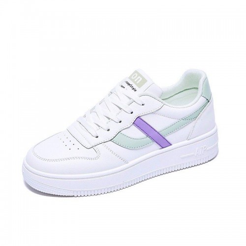 Sepatu Sneakers Wanita Korea style Terbaru Terlaris Kekinian-PUTIH LIS HIJAU UNGU