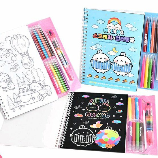 Activity Book Anak DIY Buku Mewarnai / Scratch paper and Coloring set