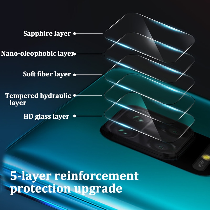 2 In 1 Back Camera Lens Tempered Glass Film for Xiaomi Redmi Note 9 Pro Max 9s Cover Metal Ring Protector