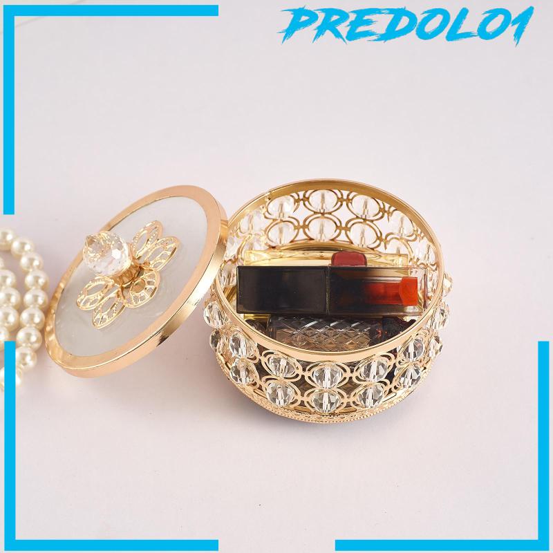 [Predolo1] Crystal Jewelry Box Organizer Trinket Box for Rings Earrings Home