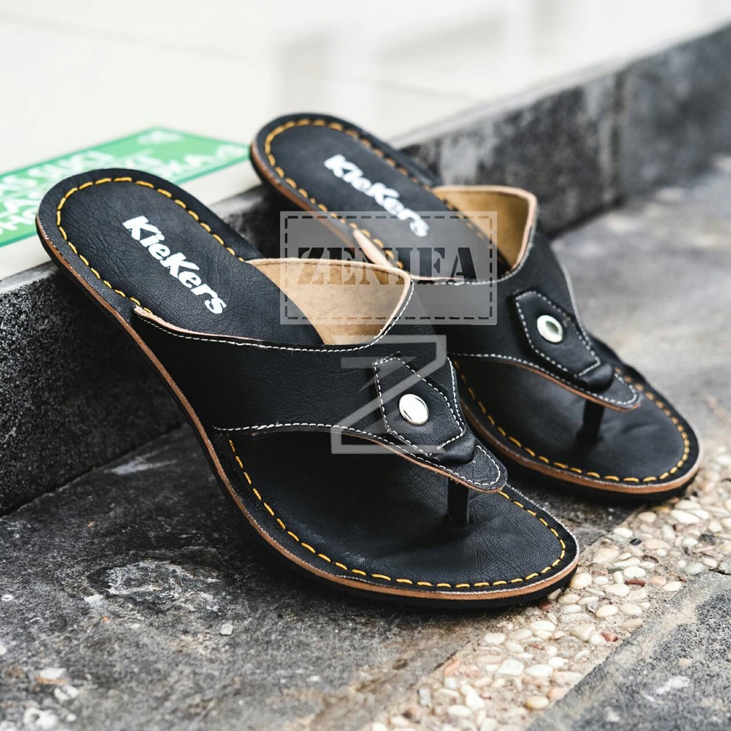 Kickers Sandal Pria Kulit Selop Sandal Pria Slide (Selop Polos - Jepit Polos)