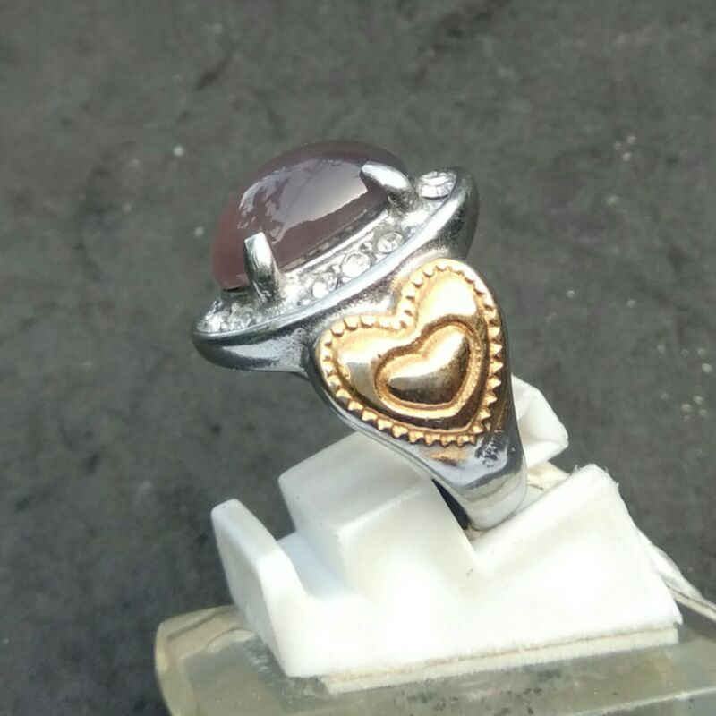 Batu Asli Aksesoris Wanita Cincin Murah Natural Lavender/Purple Chalcedony Akik Kecubung Asihan