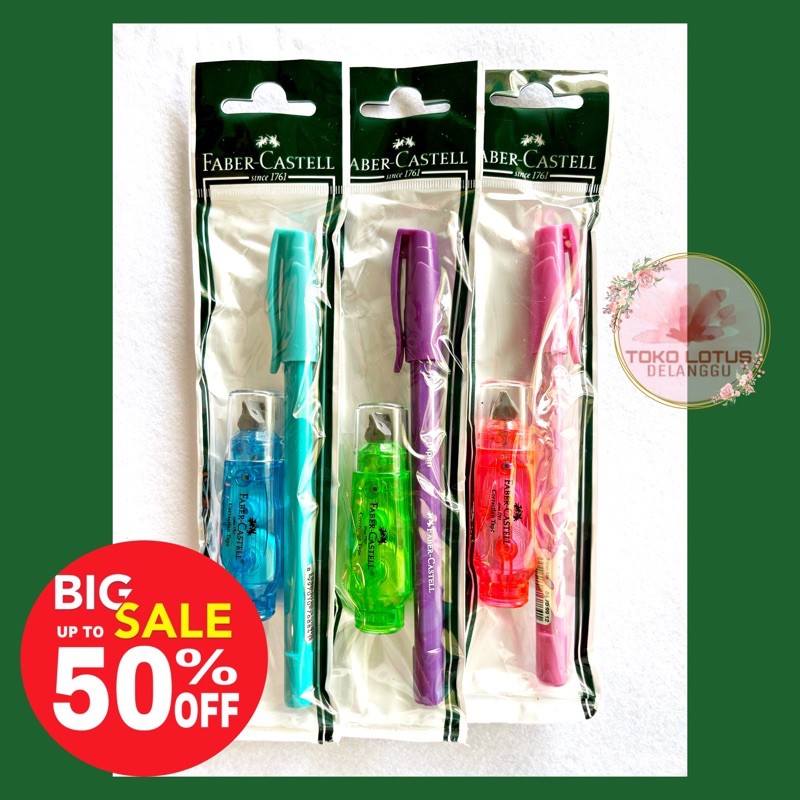 Paket faber castell pulpen tripen + mini correction tape