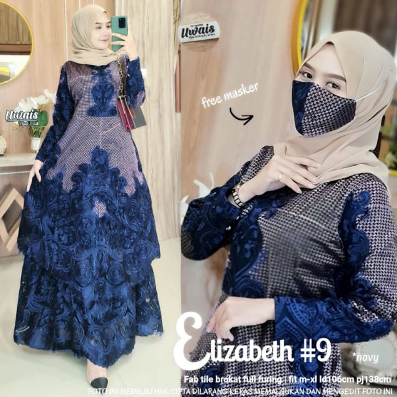 NEW ELIZABETH #9 ORI BY UWAIS HIJAB CLOTH [FASHION MUSLIM] FREE MASKER//BAJU PESTA//BAJU KONDANGAN//