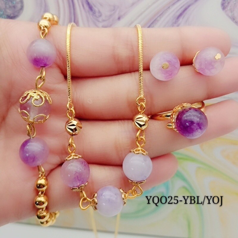 batu permata giok xuping set perhiasan wanita lapis mas terbaru