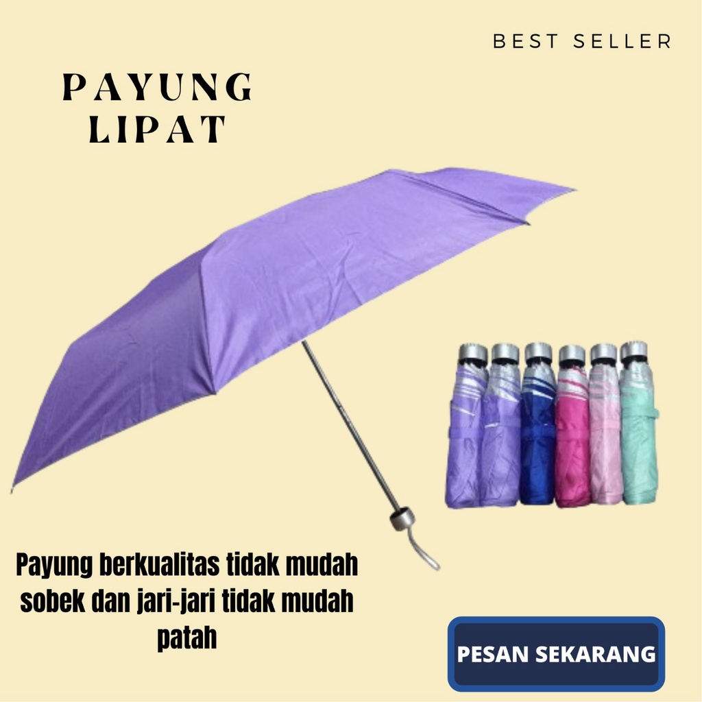 PROMO!! Payung Polos Lapis Silver Anti Radiasi Matahari / Payung Hujan dengan Warna