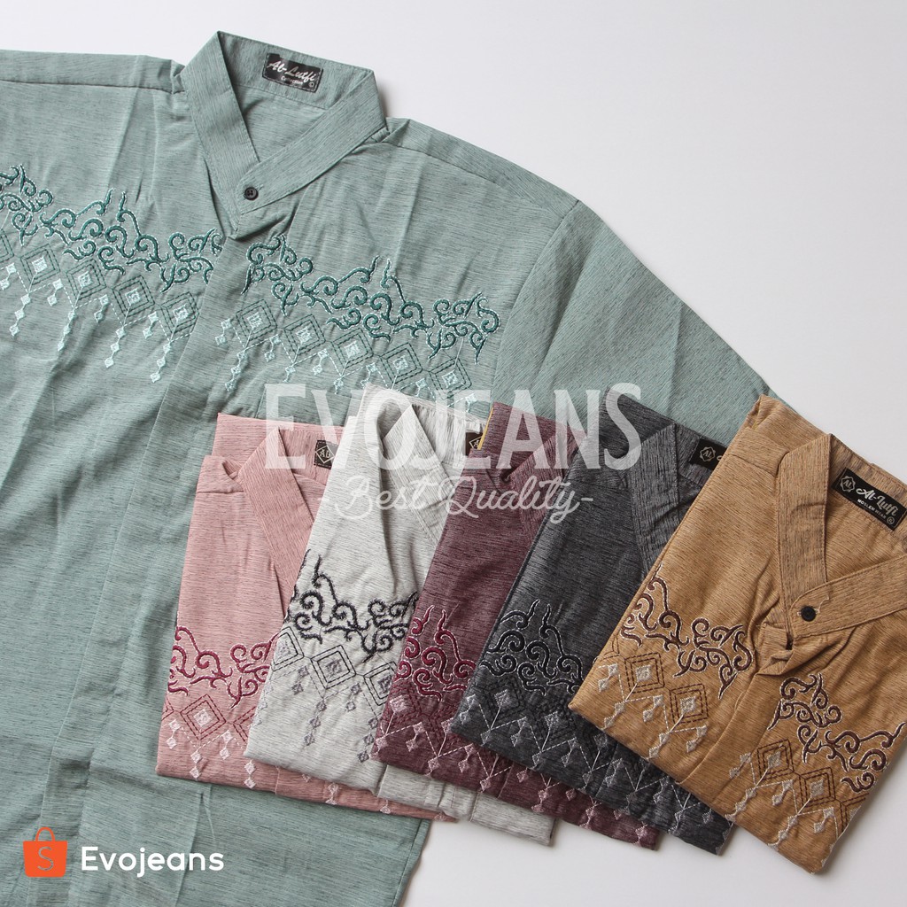 Evo Jeans - Grosir Baju Koko Terbaru Lengan Pendek Motif Bordir Bahan Katun Triji Premium