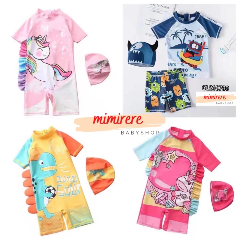 Baju Renang Anak 1-5 tahun Boy Girl Karakter (Part1) Spandex Lembut Import Terusan Setelan