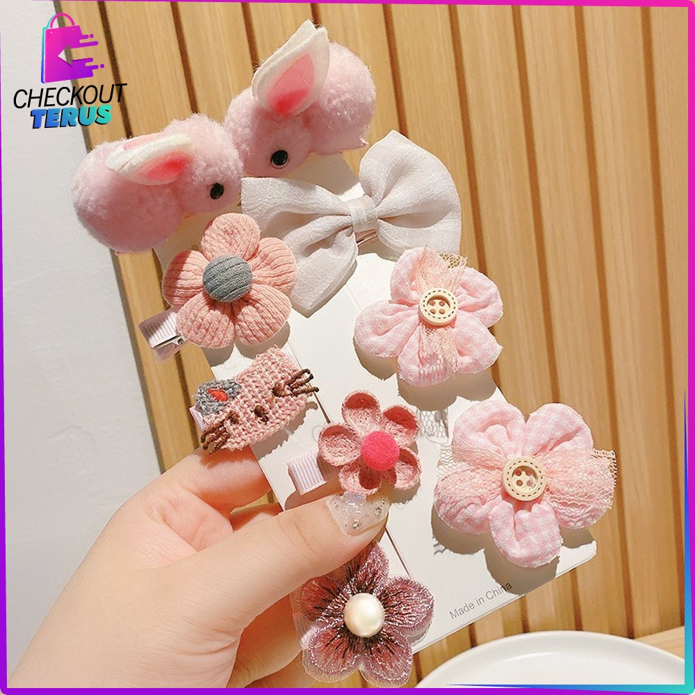 CT C323 Jepit Rambut Anak Ala Korea 9IN1 Jepit Rambut Karakter Kelinci Pita Hair Clip Anak Perempuan Korean Aksesoris Fashion Clips