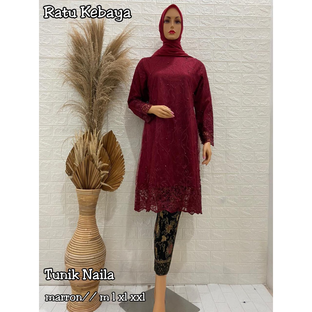 PROMO SET TUNIK TULLE MUTIARA BORDIR NASWA / SET TUNIK TULLE MUTIARA BORDIR / TUNIK KONDANGAN