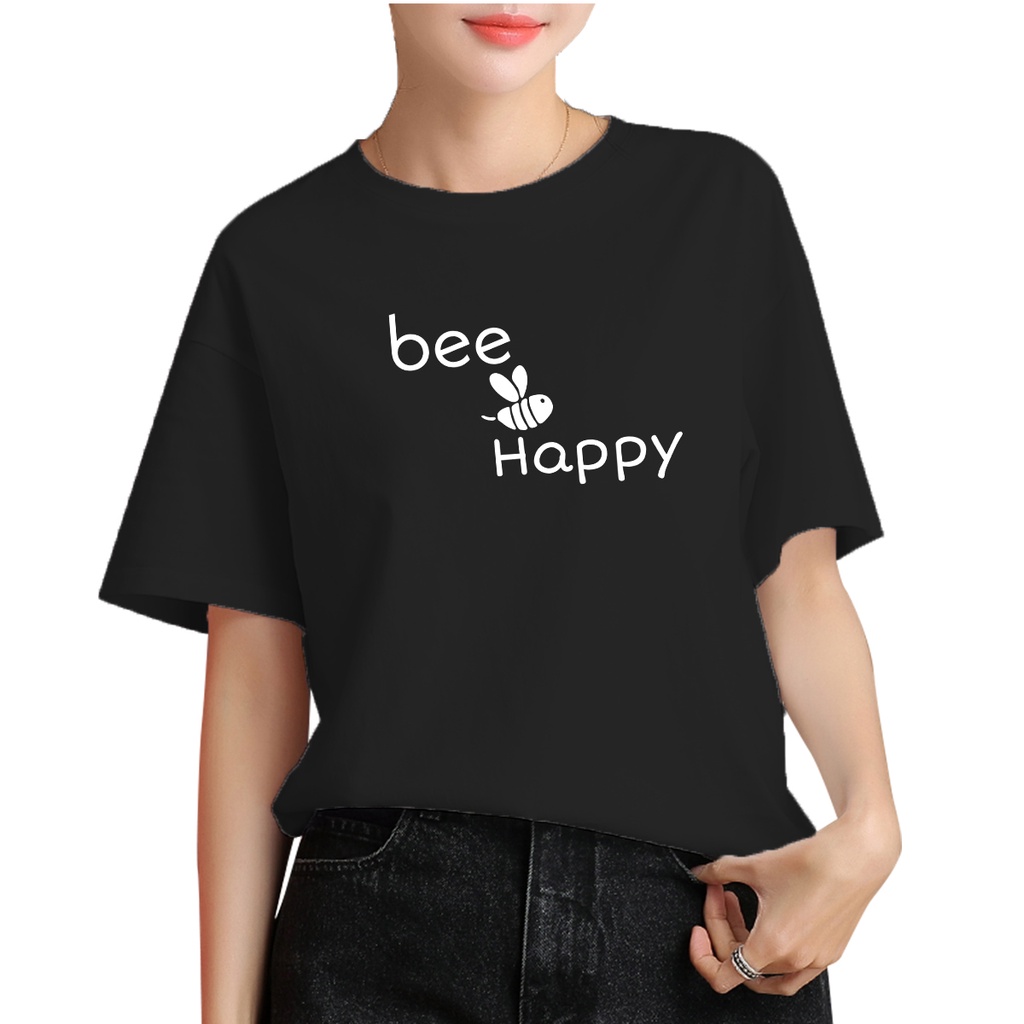 Malvaro -  Kaos wanita  BEE HAPPY / kaos distro / Tshirt wanita / pakaian wanita / atasan wanita  - 037