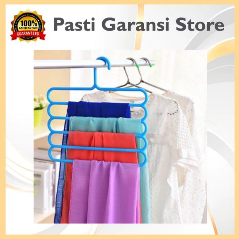 Hanger Gantungan Pakaian 5 in 1  - AC 112 - Susun Tingkat 5  Multifungsi untuk Baju Handuk Jemuran s