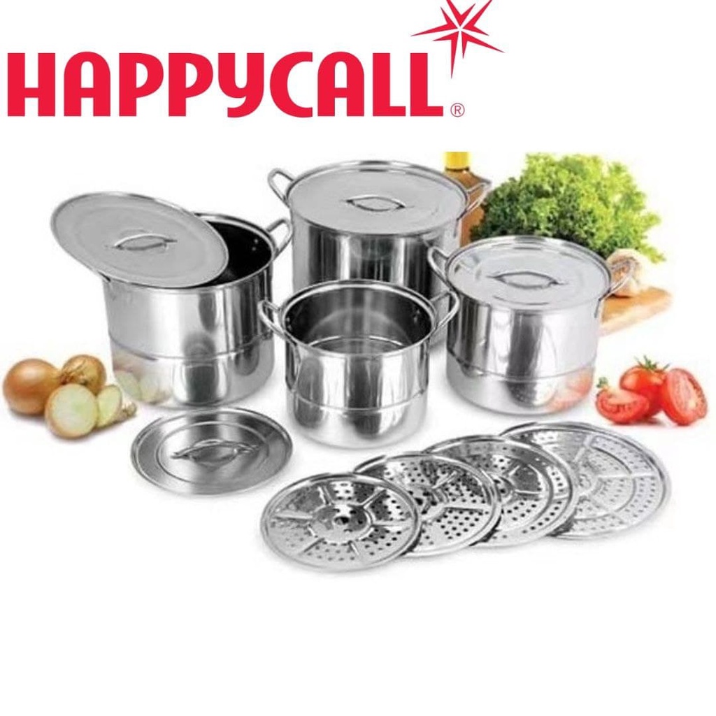 Panci Set  Stock Pot Steamer happy call  4 Steamer Lengkap Steamer Setiap Pancinya Bahan Tebal Pan S