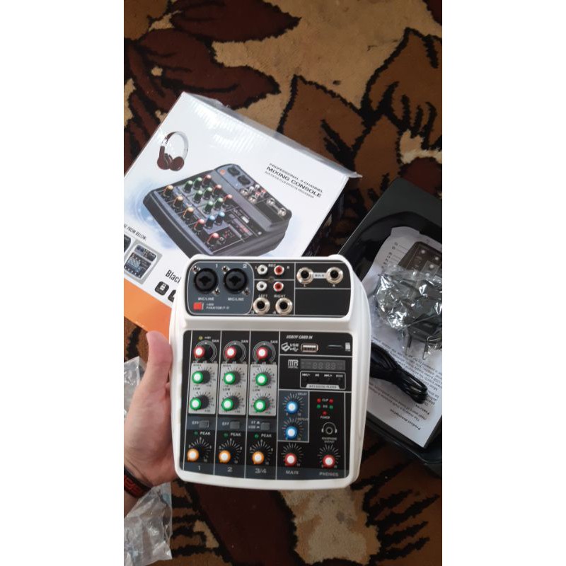 Mall Mixing Console Mixer 4 Channel Phantom Power 48V AI-4 Sound Audio Karaoke mixer Podcast White