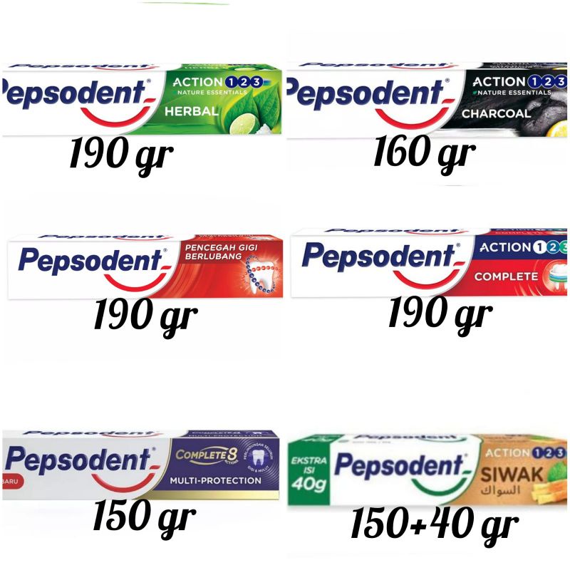 Pepsodent Action 123 Herbal|Charcoal|Siwak|Complete8|Cengkeh|Whitening ~Pepsodent ORI 100%