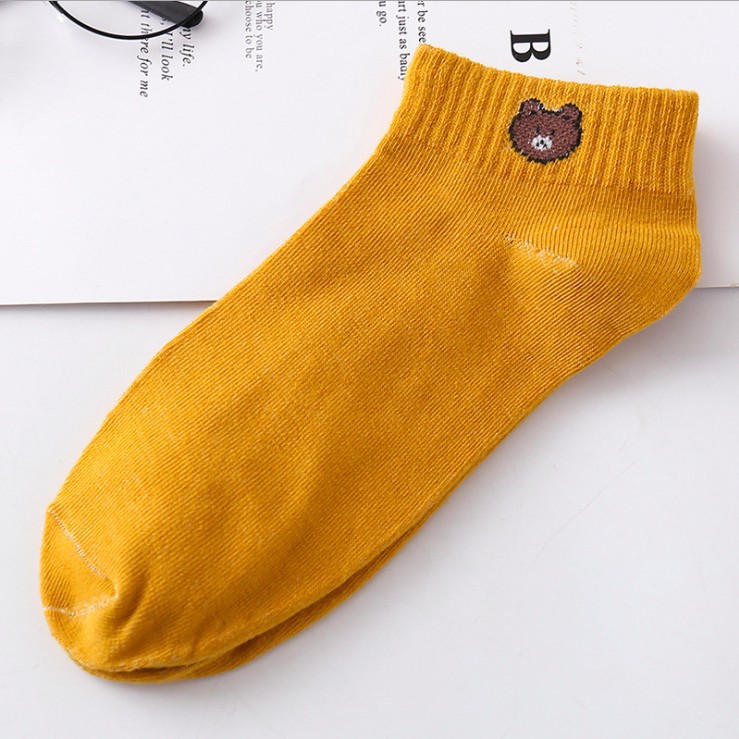 FAYES Kaos Kaki Line Brown / Kaos Kaki Ankle Cute / Kaos Kaki Sepatu Import U16-LINE BROWN YELLOW