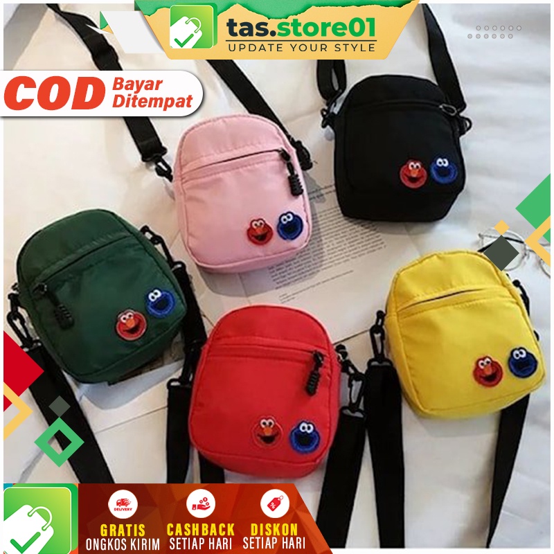 Tas Selempang Wanita Karakter Elmo Slempang Polos Kecil Sling Bag Kecil Slingbag HP Mini Cewek Santa