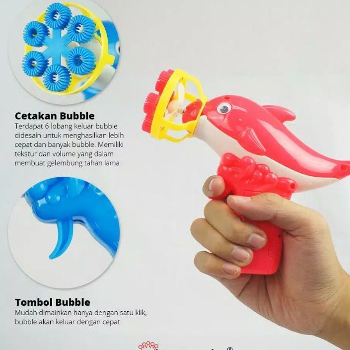 mainan tembak buble gum 5 mat Dolphine Bubble Gun / Pistol Bubble