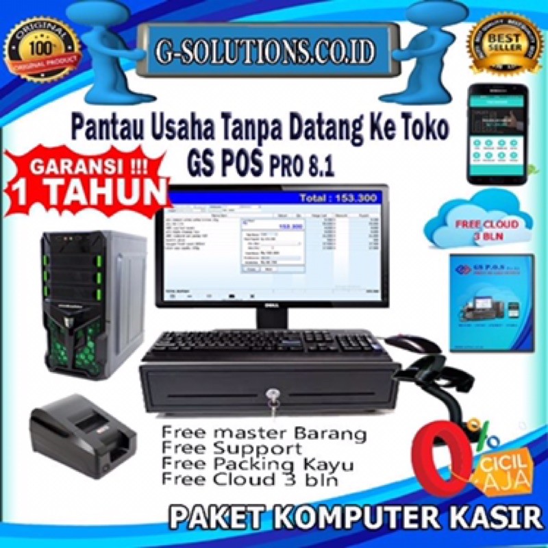 

Paket komputer kasir full set| GS Pos system Integrated | Paket Kasir Custom