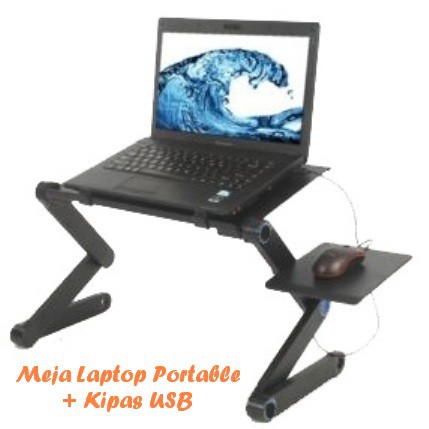 Meja Laptop Portable praktis berbagai posisi dengan Cooling Fan