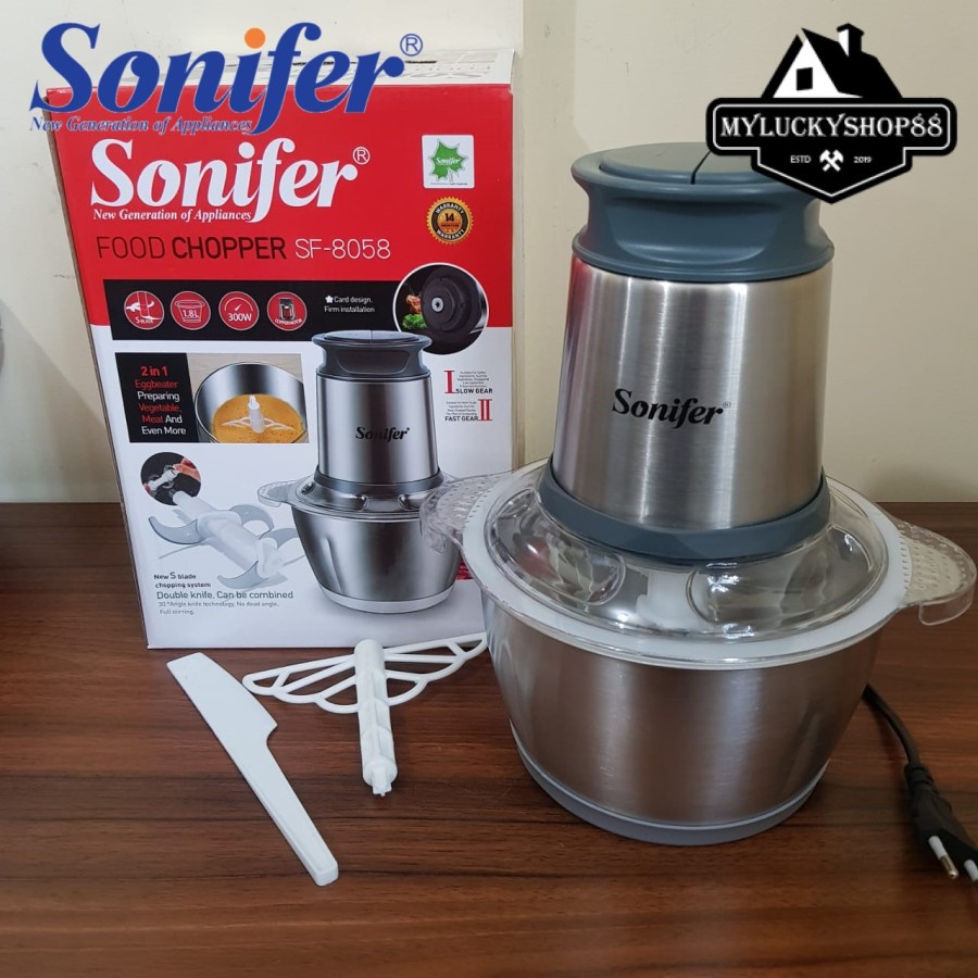 Food Chopper Wadah Stainless 1,8L Sonifer SF-8058 Blender Bumbu Daging