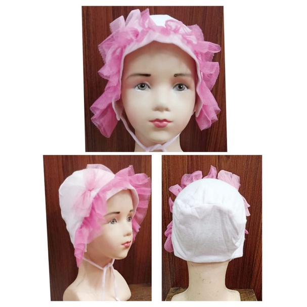 Topi Kupluk Bayi Perempuan Lucu / Topi Anak Kupluk Cewek Boneka Lucu