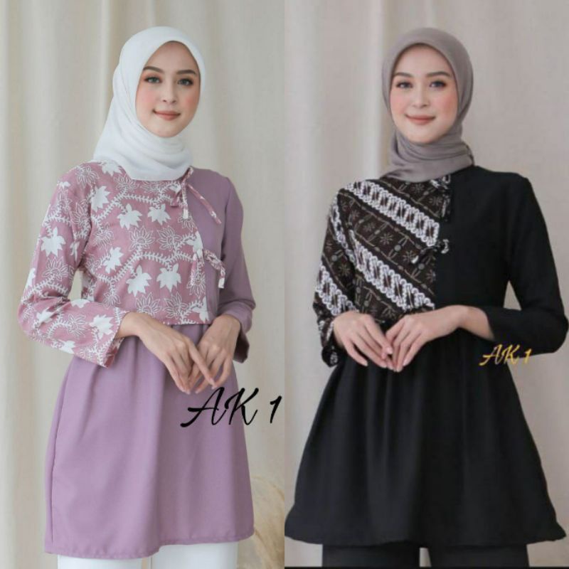 Baju Batik Wanita Modern M L XL XXL Atasan Batik Kerja Wanita Blouse Batik Kantor Seragam Batik Modern