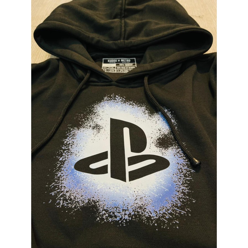 Hoodie Gamer Playstation Splash BLACK Cotton Fleece