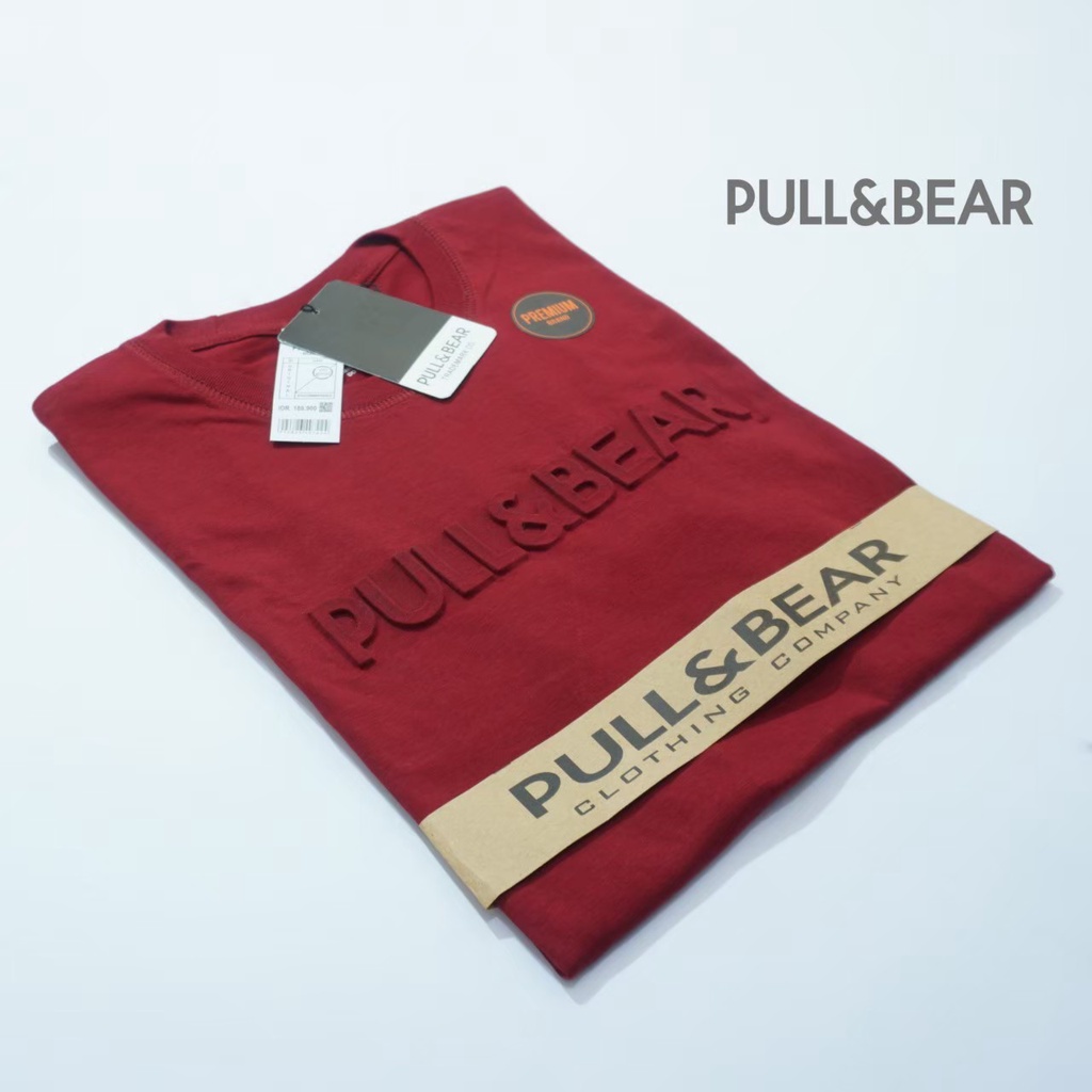 T-Shirt Pull &amp; Bear Embos l Baju Kaos Pull And Bear Sablon Timbul Premium Quality Termurah