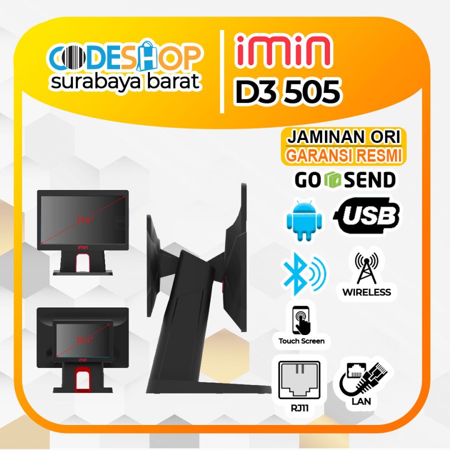 MESIN KASIR ANDROID IMIN D3 505 / D3505 / D3-505 DUAL LAYAR TOUCHSCREN