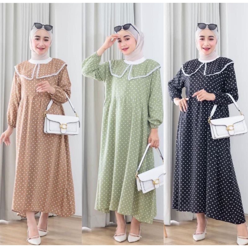 DRES / POLKA DRESS / DRESS WANITA / GAMIS WANITA / DRESS WANITA MUSLIM / GAMIS MUSLIM