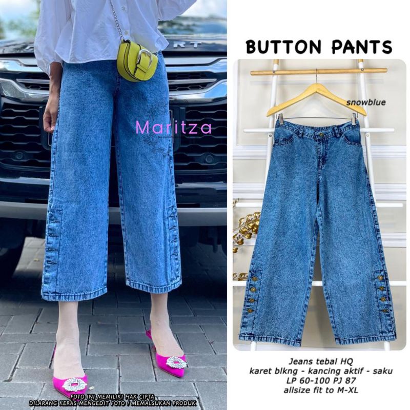 BUTTON PANTS BY MARITZA / CELANA JEANS WANITA MUSLIMAH / Baggy jeans premium