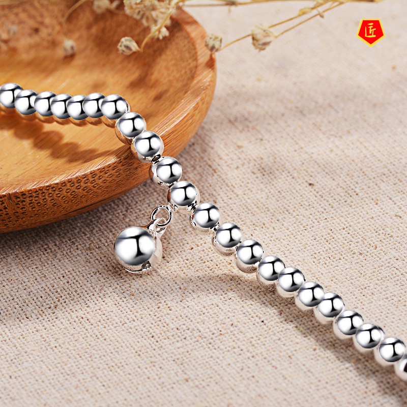 [Ready Stock]925 Silver Bell Beads Bracelet Simple Fashion